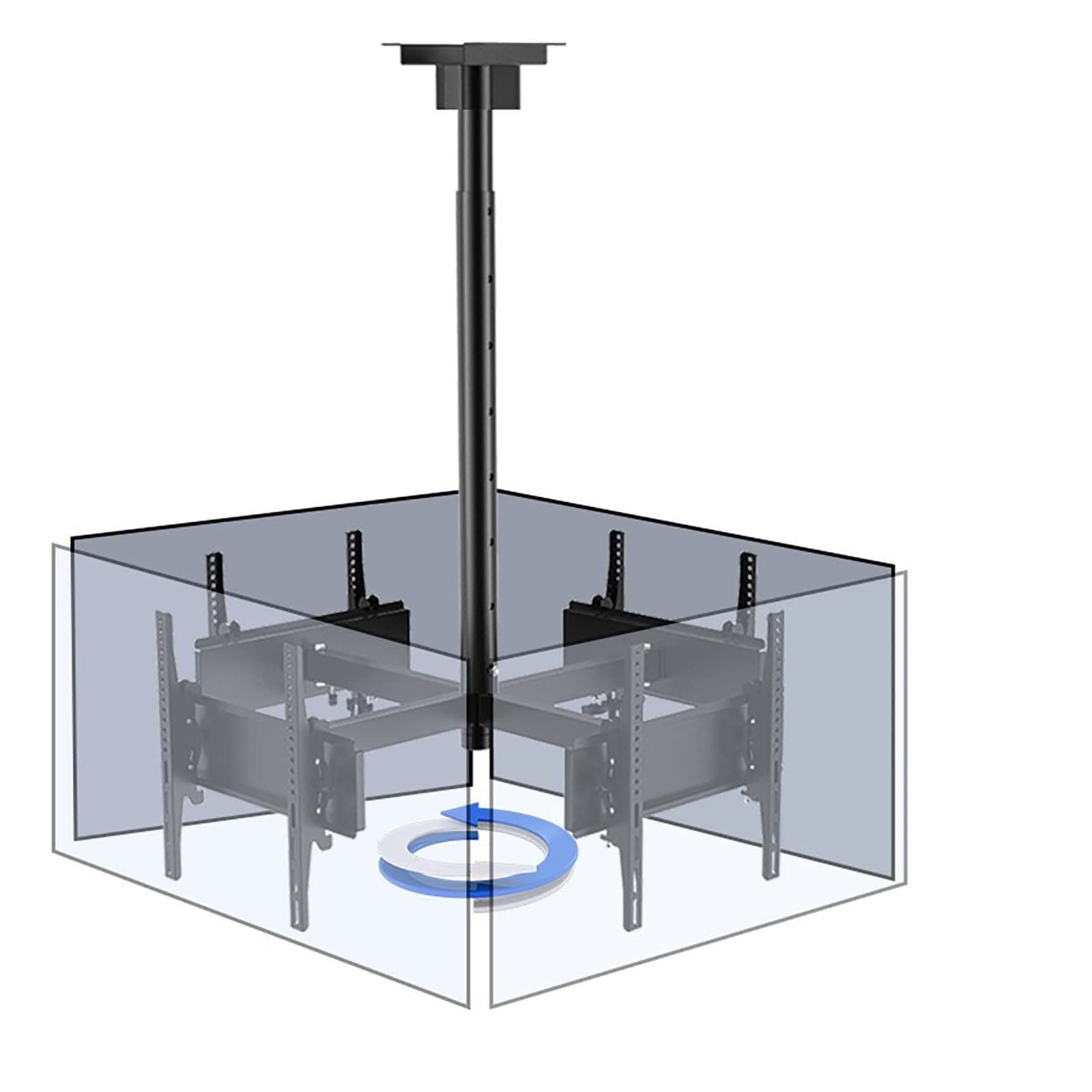 CGCSYZ Ceiling TV Mount - Four Sided Ceiling TV Mount Bracket, 32-50 Inch Full Motion, 4 Movement Flat/Curved Screen Bracket, Telescopic Height Adjustment (0.9)