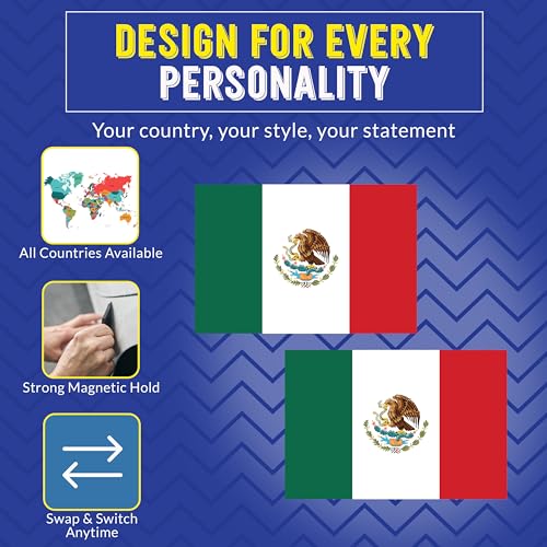 Image of Magnet Me Up Mexico Mexican Flag Car Magnet - 4x6 Inches - 2 Pack, UV Printed Vinyl - Weatherproof, Durable Magnetic Decal - Patriotic Mexico Car Accessory - Fridge, Locker, Made in USA