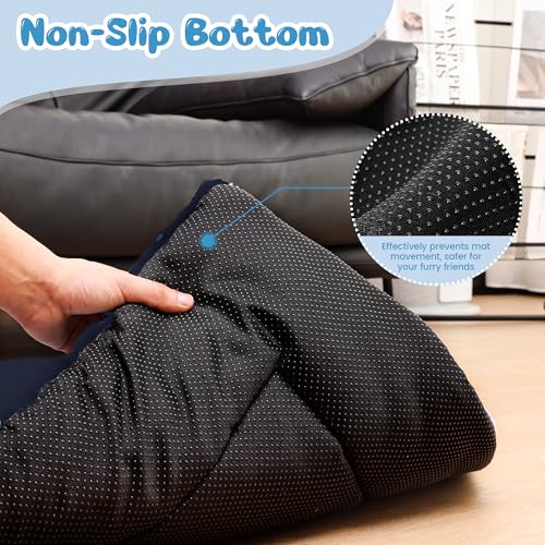 Baodan Hundebett Grosse Hunde Waschbar, 106x71 cm Hundekissen Flauschig mit rutschfeste Unterseite, XL Hundebetten für Große Hunde, Marineblau