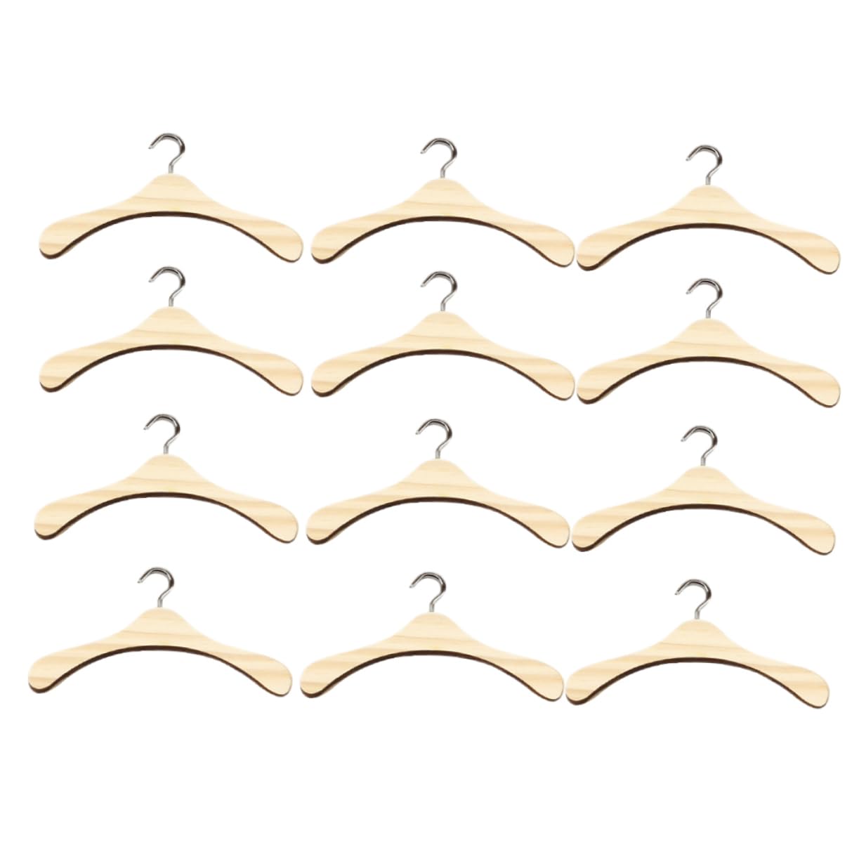Sosoport Professional Wooden Material 12pcs Mini Doll Closet Hangers Doll Clothing Rack for Boys and Girls