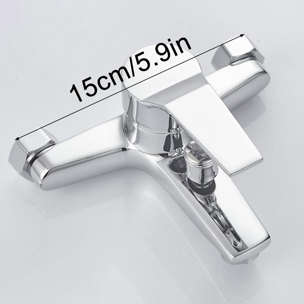 suaywo Bath Shower Mixer Tap Attachment Single Lever Tub with 1.5m Stainless Hose & No-Drill Base Bath Mixer Tap with Shower Single Lever Bath Shower for Bathroom Bathtub & Shower(Silver) - Image 3