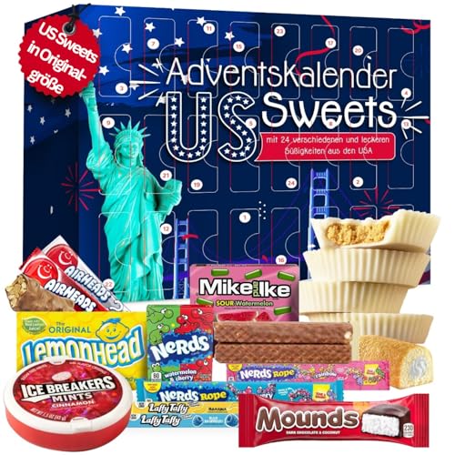 US Sweets Adventskalender 2024 mit 24 Überraschungen in süß & sauer,...