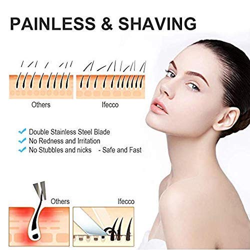 Painless 4 in 1 USB Rechargeable Waterproof Painless Facial Hair, Eyebrow, Nose Electric Trimmer for Women (Black) (Black) 4