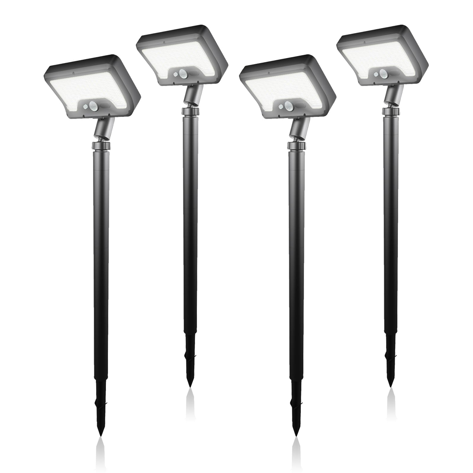 Solarlampen für außen mit Bewegungsmelder, 6500K Solarleuchten Garten IP65 | Led gartenbeleuchtung solar für Aussen Weg Hof Gehweg, 4 Stück