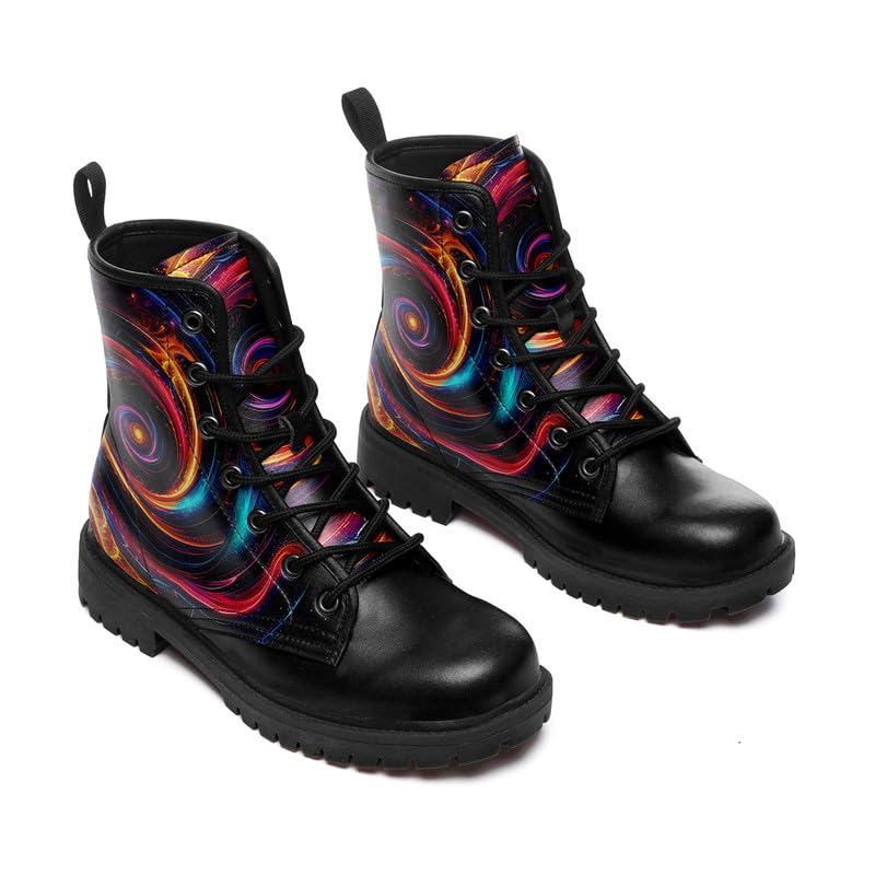 Combat Boots Skull Rock Lace-Up Ankle Booties Goth Platform Leather Work Boots Motorcycle Boots Winter Shoes for Men Women3