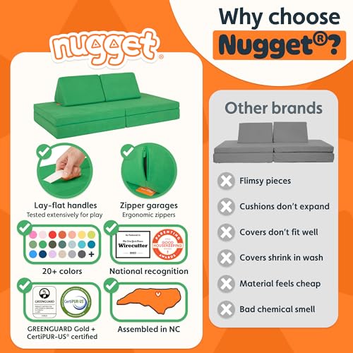 Image of Nugget - The Original Play Couch for Kids - Modular Foam Children's Sofa for Playroom, Imagination, & Creative Open Ended Play - Washable & Convertible Playroom Furniture, Fairway