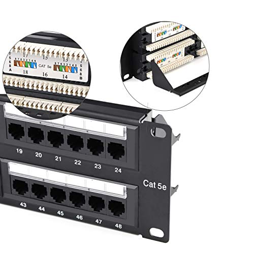 2U 48 Ports Cat5E Unshielded Wallmount or Rackmount Patch Panel UTP Ethernet Patch Panel with Cat5E Adapter Patch Panel - Image 4