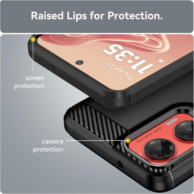 Image of NPRC Hybrid Ultra Slim Protective Case TPU Non-Slip Carbon Fiber Texture Shockproof Case Cover for Moto G35 - Black