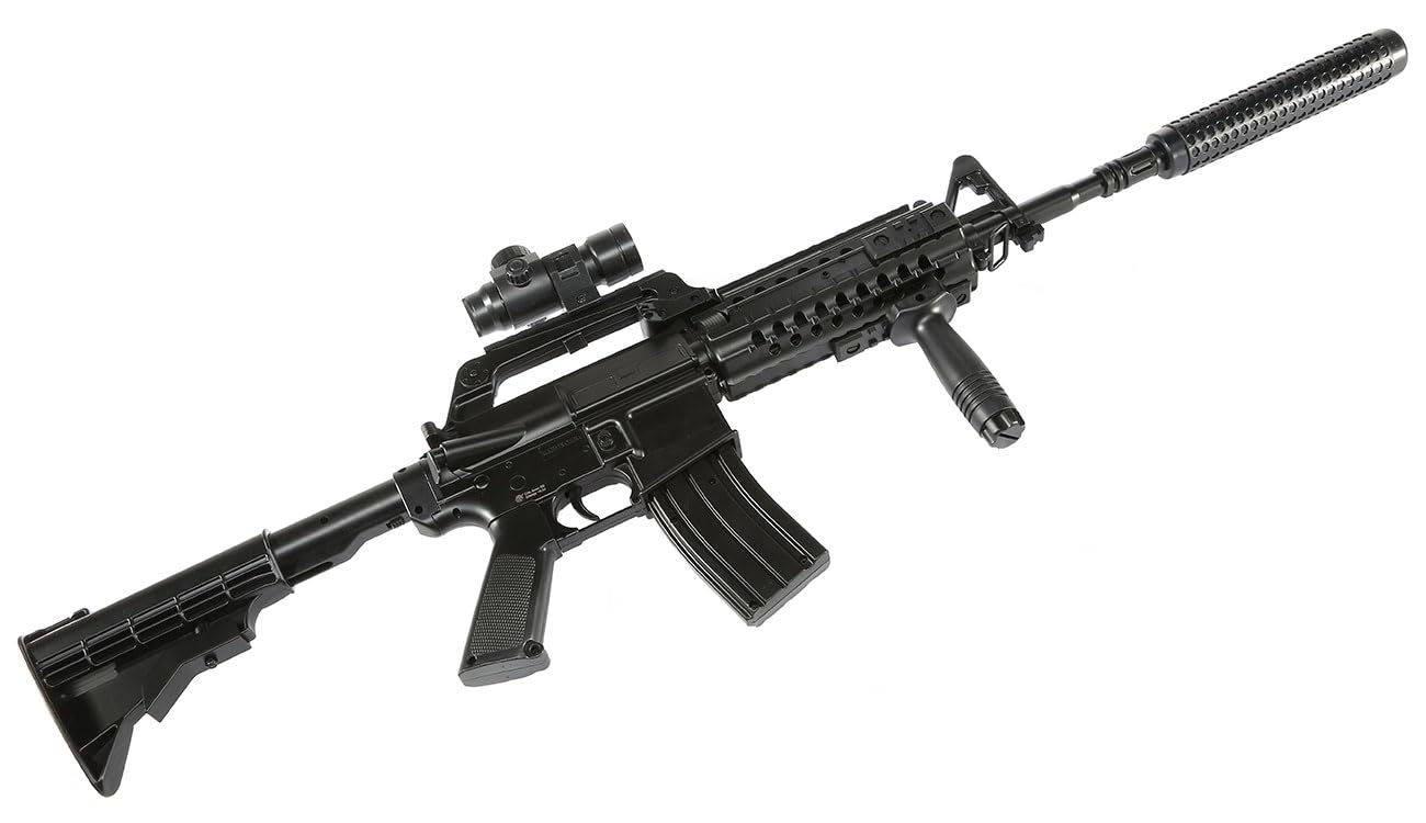 Softair Wellfire M4 CASV mit Schalldämpfer Springer unter < 0,5 Joule Maschinen- Sturm- Gewehr Waffe