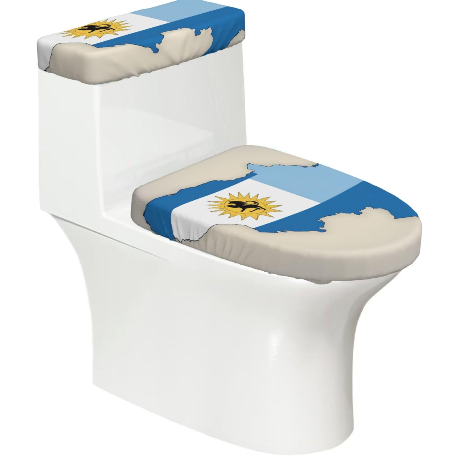 Uruguay Flag Map01 Print Bathroom Decor Toilet Lid Cover And Tank Covers, Restroom Accessories Fits Most Round