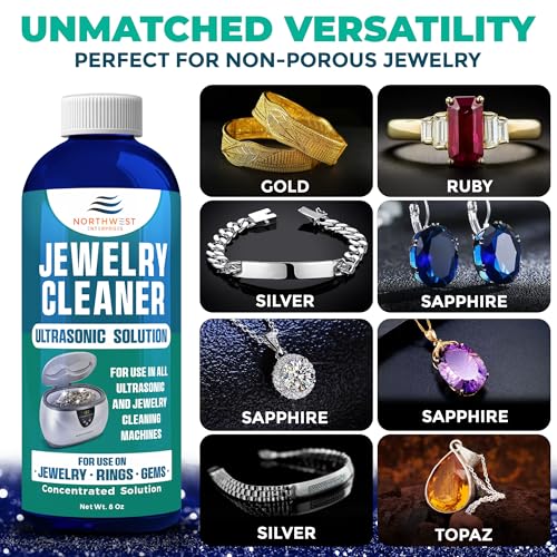 UltraSonic Cleaner Solution-The Jewelry Cleaner,Eyeglass Cleaner,Ring Cleaner. For Gold Jewelry,Silver Jewelry,Platinum Jewelry,Diamonds, non-porous precious and semi-precious jewelry.Two 8 oz bottles