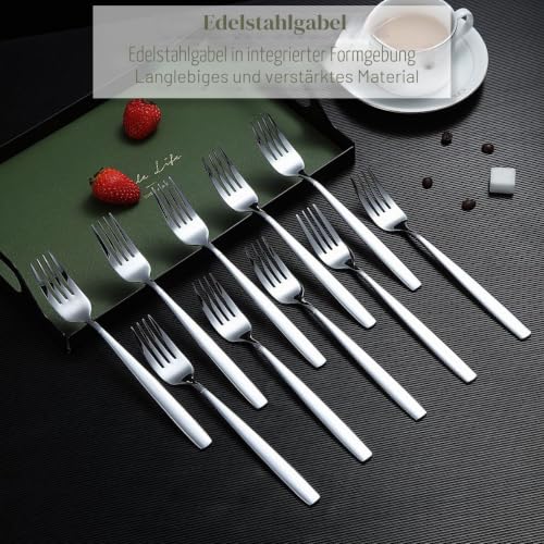 Kyraton Tafelgabeln 24 Stück,18.3cm Edelstahl Menuegabel, Gabeln Löffel Besteck, ideal für Zuhause, Restauroom, Hotel, Hochzeit, Party… – Ansicht 3