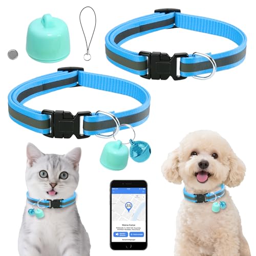 Katze GPS Tracker Hund Kompatibel mit iOS ＆ Android, Weltweite Standortverfolgung, Katzen Halsband GPS Trackers Ohne ABO, Mini Pet Tracker für...