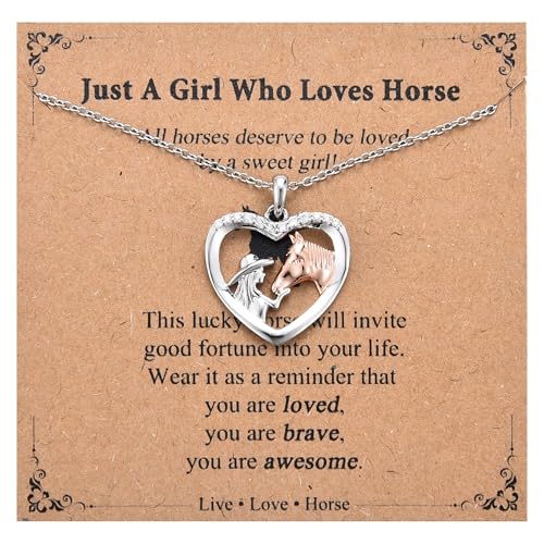 GULICX Horse Gifts for Girls Women Stocking Stuffers for Teens Girls Women Horse Necklace Jewelry Stuff Cool Birthday Christmas Valentines Day Gifts for Her Horses Lovers with Card
