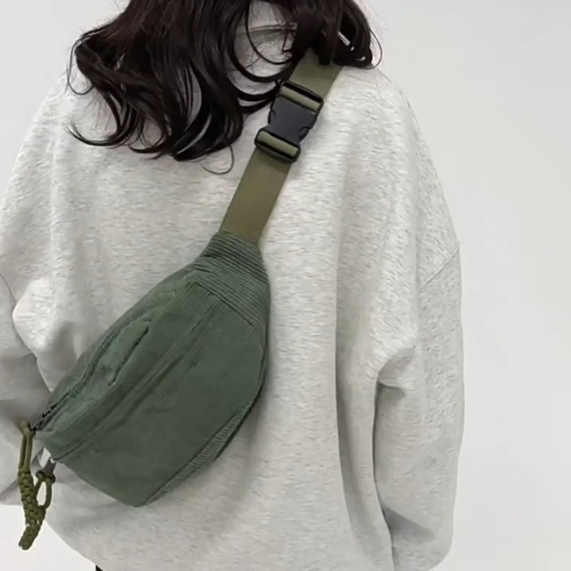 Sacoche Banane Velours Côtelé Noir - Sangle Réglable, Léger Et Organisé - Pour Femme Et Homme