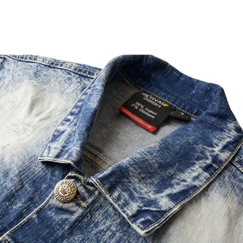 Men 2-Piece Classic Denim Standard Fitted Jean Suit Jacket & Pants2