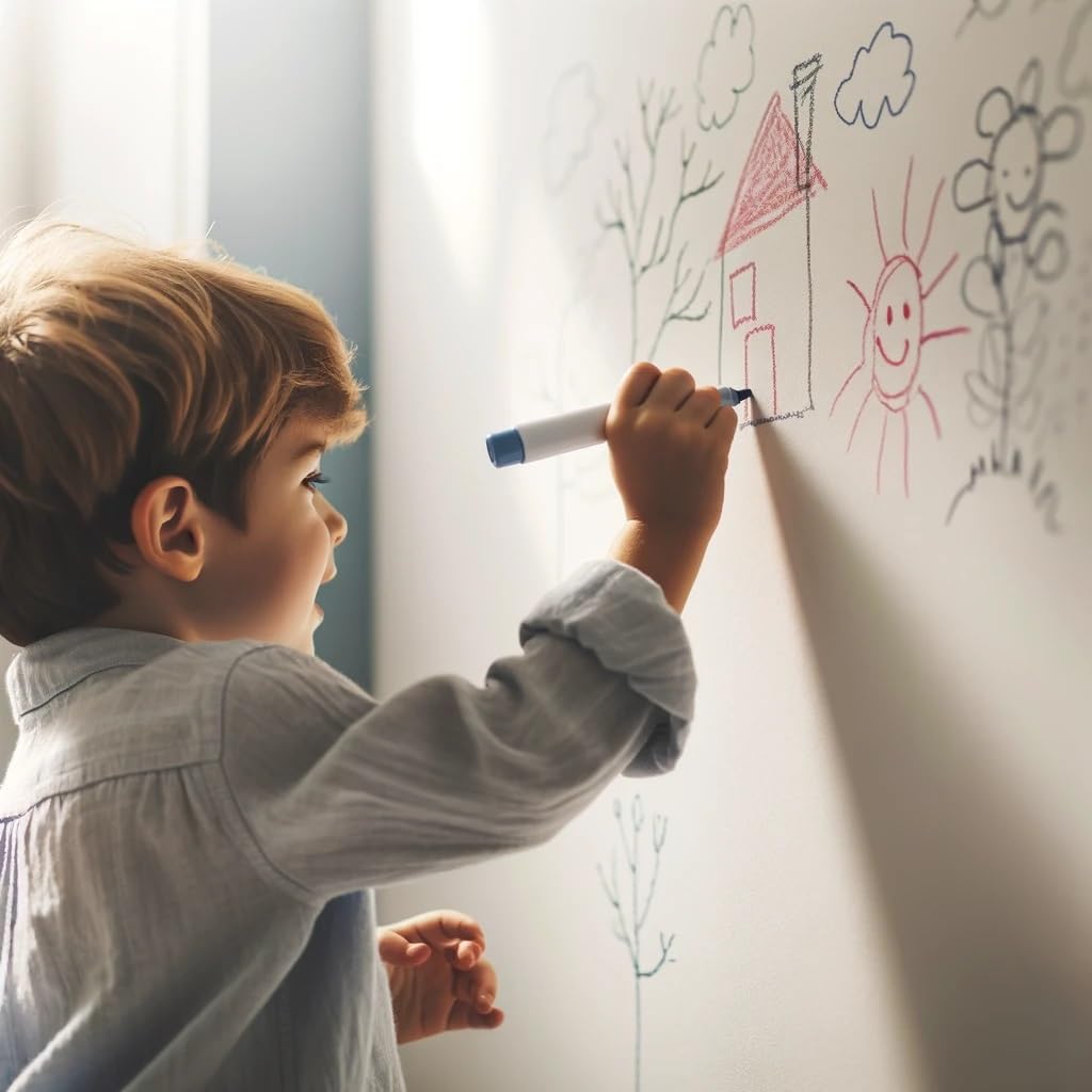 Whiteboard Folie 100 x 90cm | Magnet Haftend | Zuschneidbar + Stifte mit Halter + Wischer