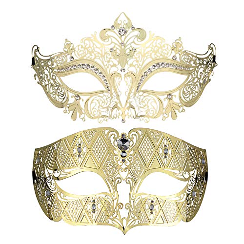 Coddsmz Masque de Mascarade vénitienne de Couple Set Masque de fête de Princesse Style (Or)