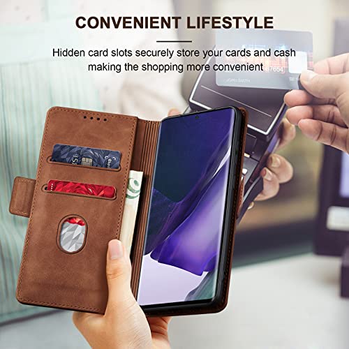 Image of Jasonyu Flip Wallet Case for Samsung Galaxy Note 20 Ultra,Brown