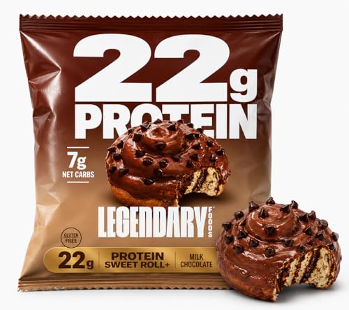 Legendary Foods Cinnamon Roll 22g Protein Bars Gluten-Free Low Carb Meal Option Sweet Zero Sugar Snack Keto-Friendly 10-Pack High Protein Pre- or Post-Workout Nutrition Bars - Milk Chocolate