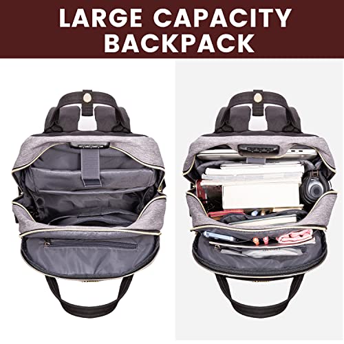 LOVEVOOK-Laptop-Backpack-for-Women-Fashion-Travel-Work-Anti-theft-Bag-with-Lock-Business-Computer-Backpacks-Purse-College-School-Student-Bookbag-Fits-17-Inch-Laptop-Grey-Black-Black