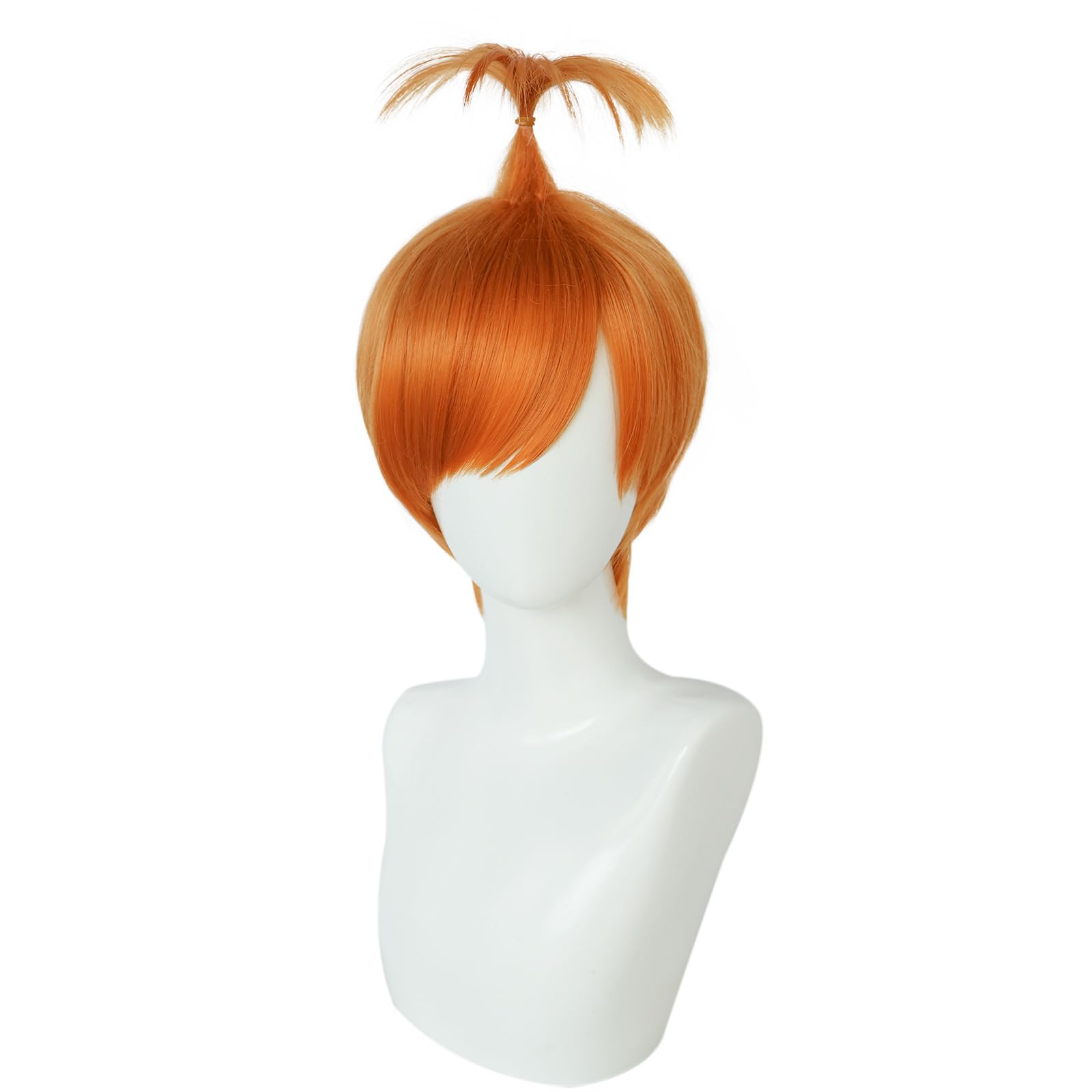 Orange Short Wig with Straight Bangs Heat Resistant Synthetic Costume Hair for Men Anime Cos Halloween Party