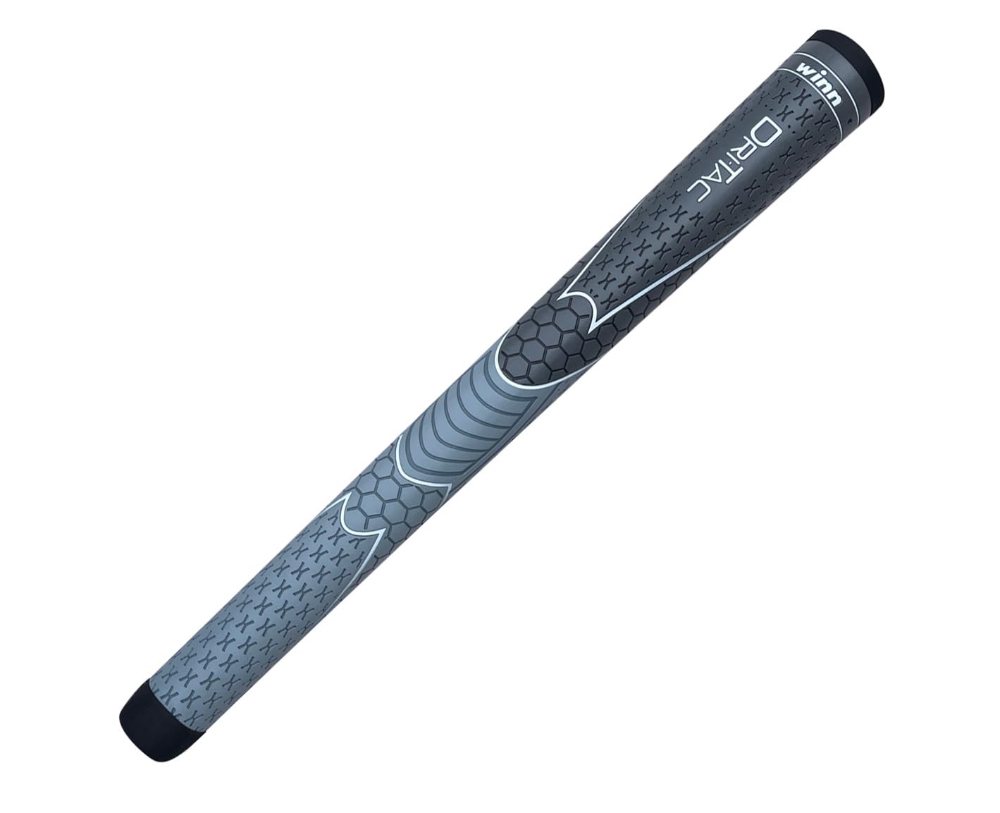 Winn Oversize Dri-Tac Golf Grip - DarkGrey/SilverGrey, Rubber, Non-Slip, Cushioned, Moisture-Wicking, Shock Absorption, AVS Technology, 1/8" Oversize, 12" x 1" - Golf Club Grips