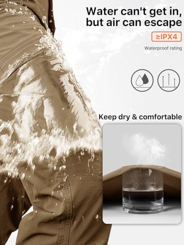 FREE SOLDIER Mens Warm Insulated Waterproof Fleece Lined Pants Outdoor Rain Hiking Thermal Pants3