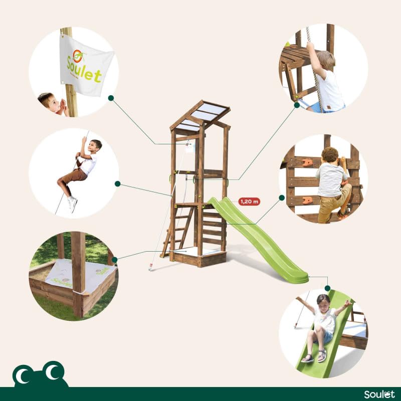 Parque infantil con pared de escalada y cuerda de escalada - Happy Rope 120