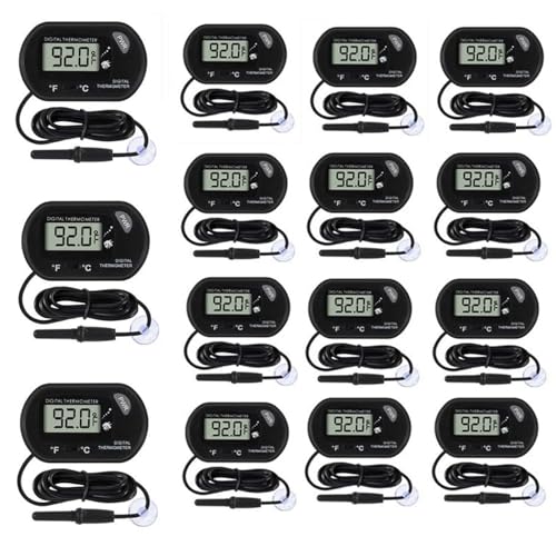 Image of 15Pcs Aquarium Thermometer Fish Tank Thermometer Reptile Fahrenheit Terrarium Water Temperature Indicator Test Digital with LCD Display Fahrenheit /Celsius