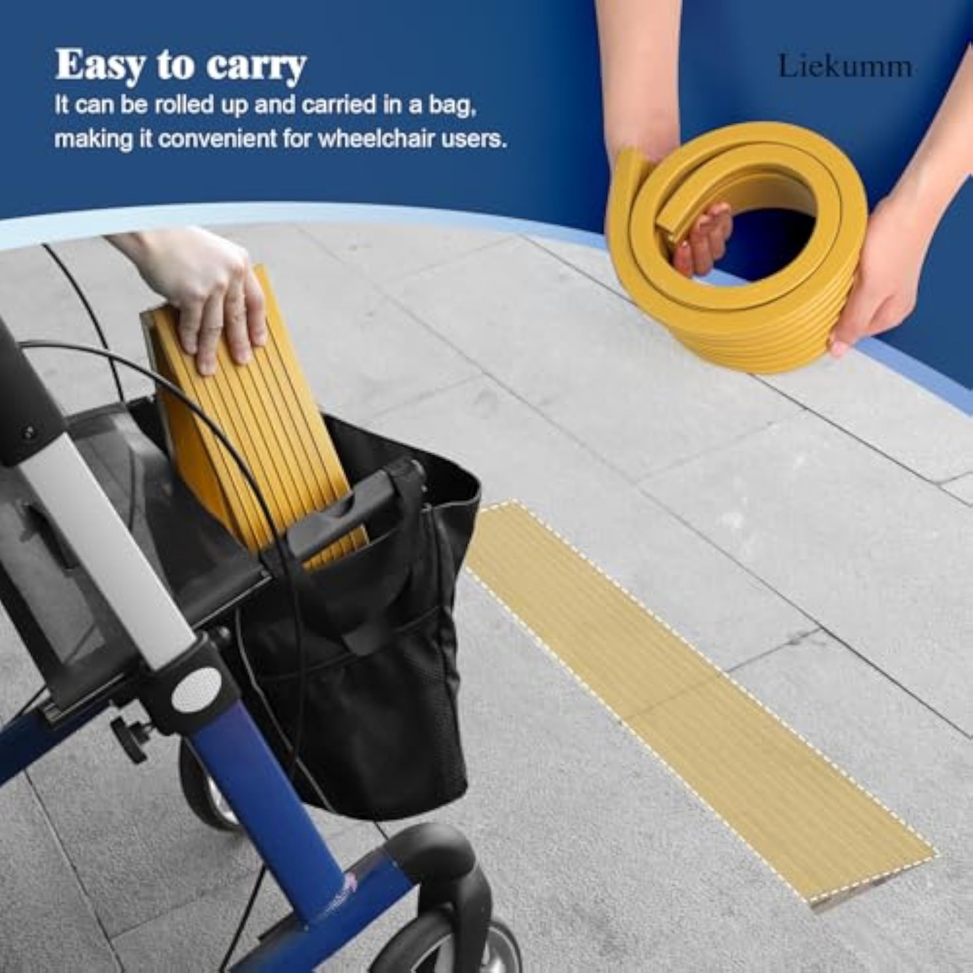 LIEKUMM Self Adhesive Door Sill Ramp for Wheelchairs, 1700 Pounds Capacity