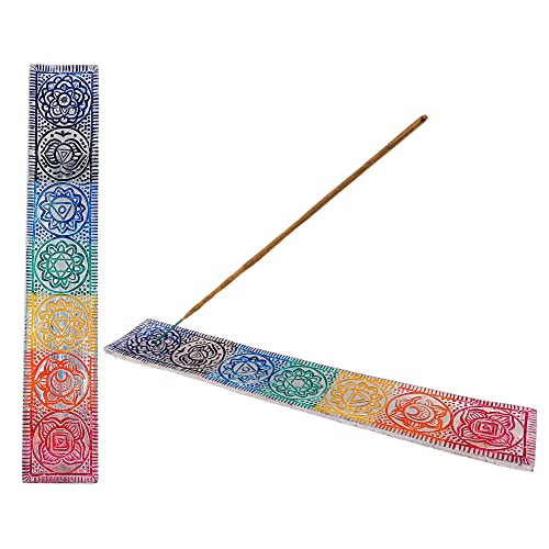 Quemador de Incienso (incensario). Incienso Soporte Plano de Aluminio. Diseño de los Chakras Colores esmaltados . Hecho a Mano en India Cover