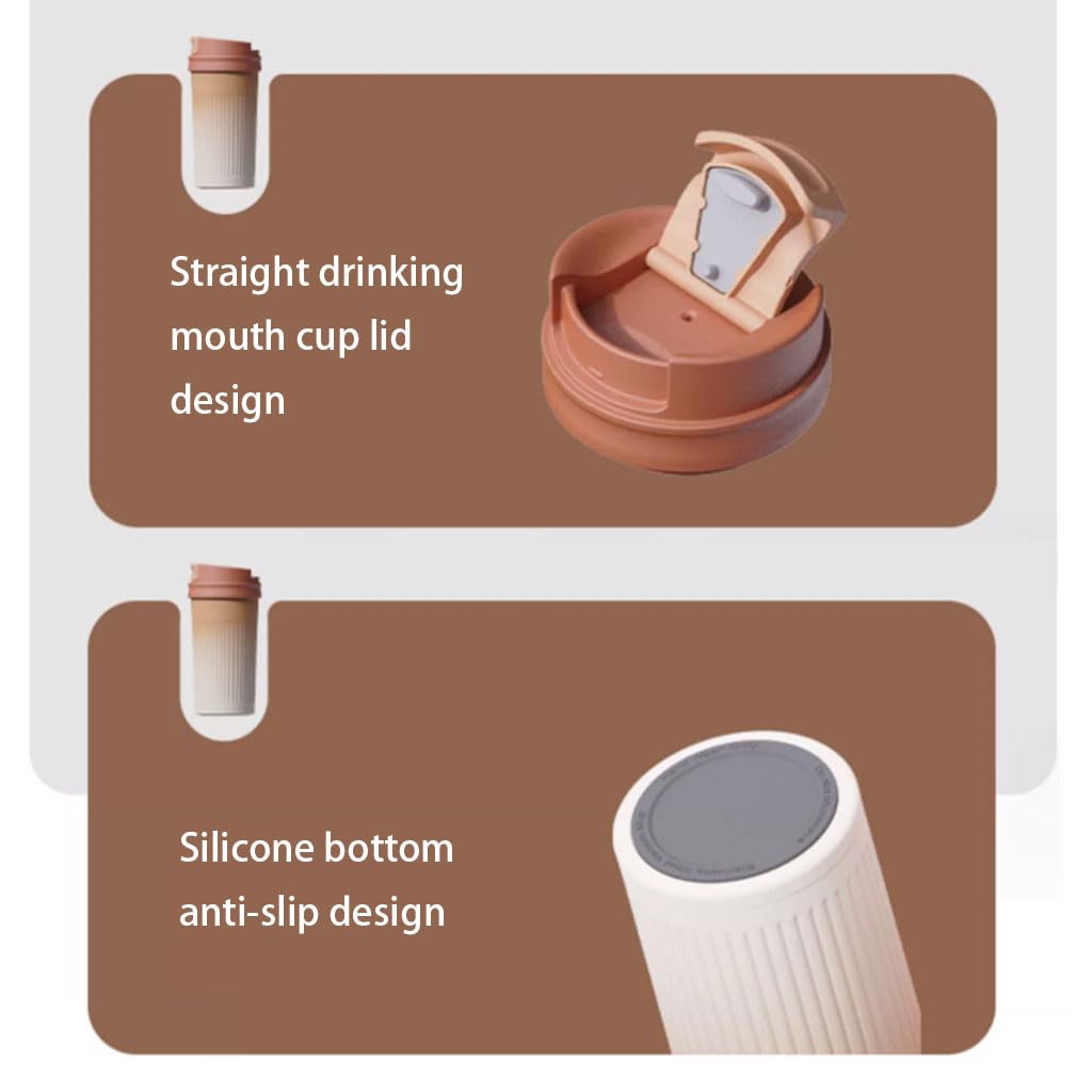 Grande capacité Gobelet isolé en Acier Inoxydable de 450ml/15.8oz, avec Couvercle, Tasse à café Portable de Voyage, pour la Maison et Le Bureau Solide