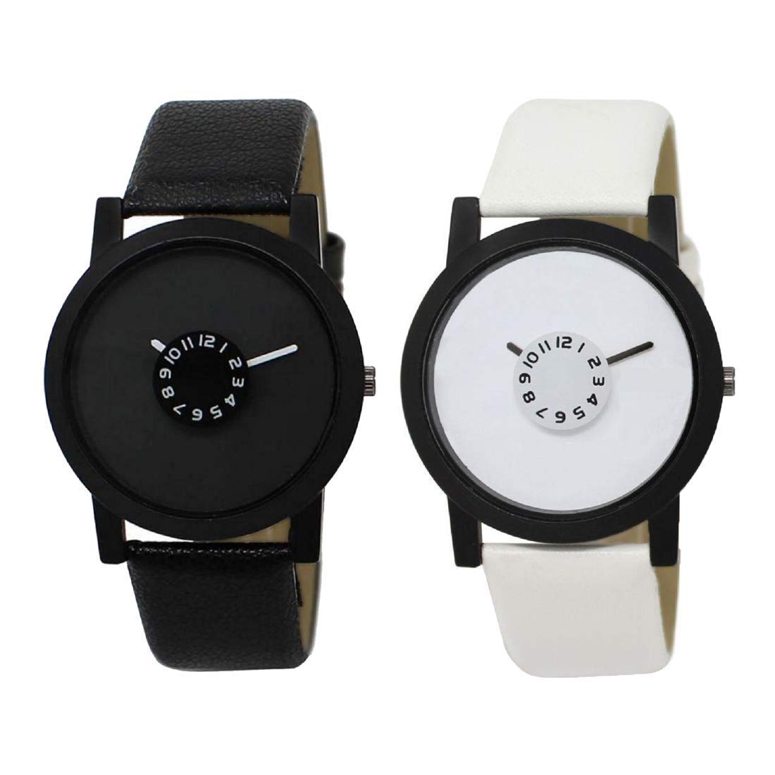 Goldenize fashion Combo of 2 Analogue Leather Black and White Watch Men and Boys Combo Watches (B09K4DP4TQ) Amazon Price History, Amazon Price Tracker