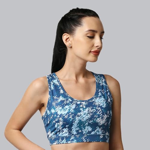 Image of SOIE Women's Medium Impact Quick Dry Padded Racerback Printed Athleisure Sports Bra