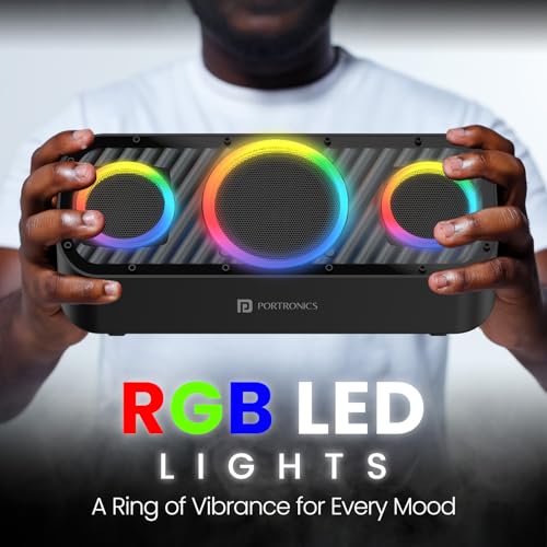 Portronics Microblast 60W HD Sound Portable Party Speaker With Bass Boost Technology, Upto 5 Hours Playtime, 2.1 Channel, RGB LED Lights, Bluetooth 5.3V, AUX In,USB Drive,SD Card, Type C Fast Charging 4 51BuB4RQFML