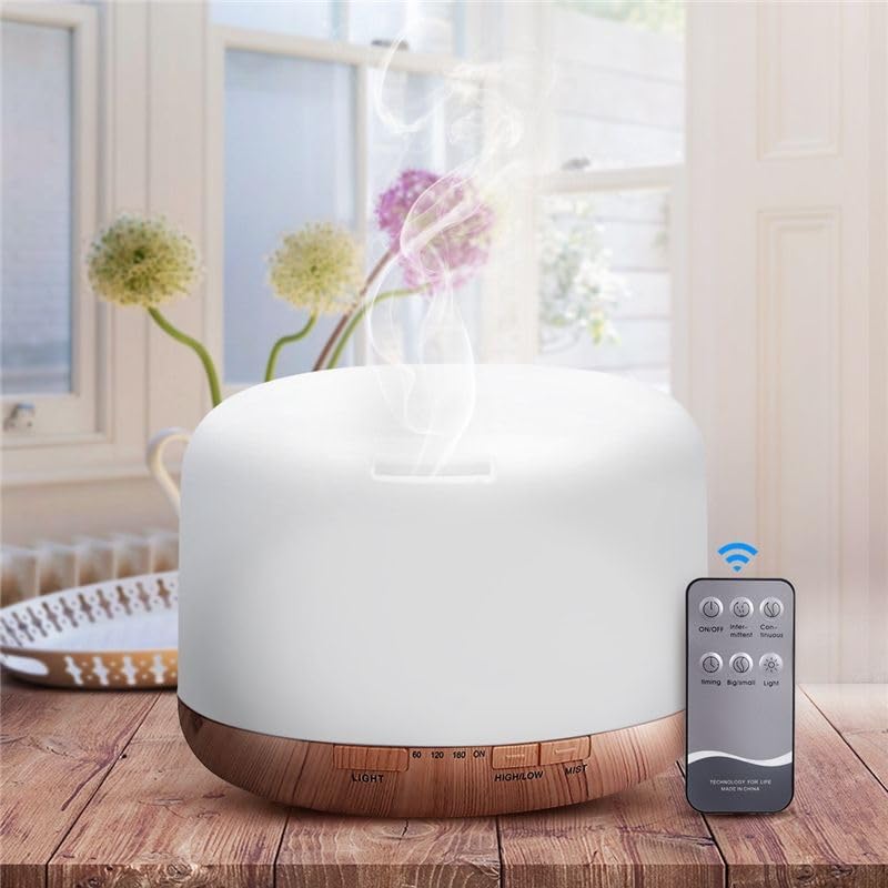 Aroma Essential Oil Diffusers Humidifier with Remote, 500ml Diffusers for Essential Oils Large Room 7 Colors, Aromatherapy Oil Diffuser with Cool Mist for Car, Office Room, Bedroom (New 500ml) (B0D5GNHM46) Amazon Price History, Amazon Price Tracker