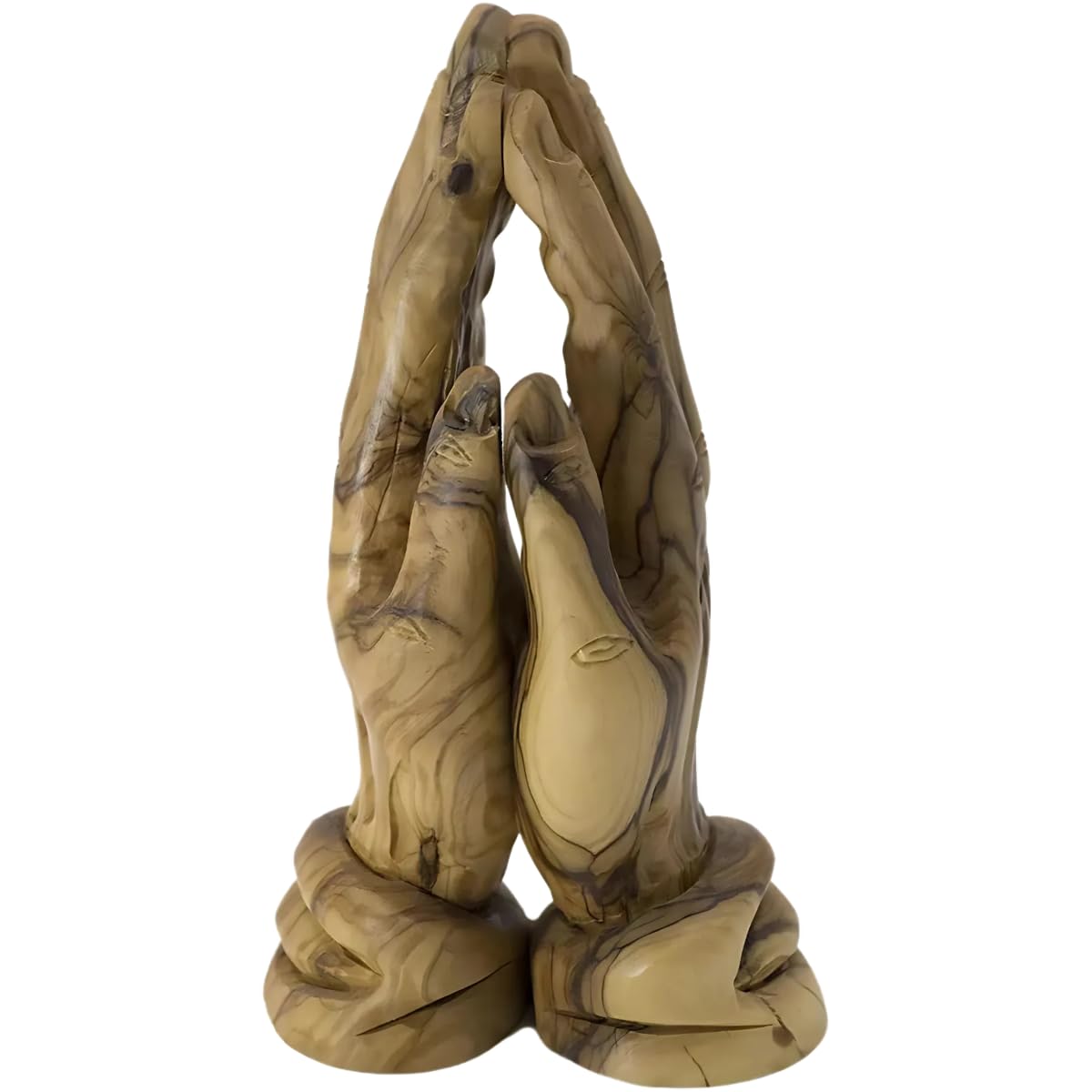 Handcrafted Olive Wood Praying Hands Sculpture – Religious Decor Made in Bethlehem Holy Land Israel – Christian Faith Ornament Prayer Room Display (6 inch / 15 cm)