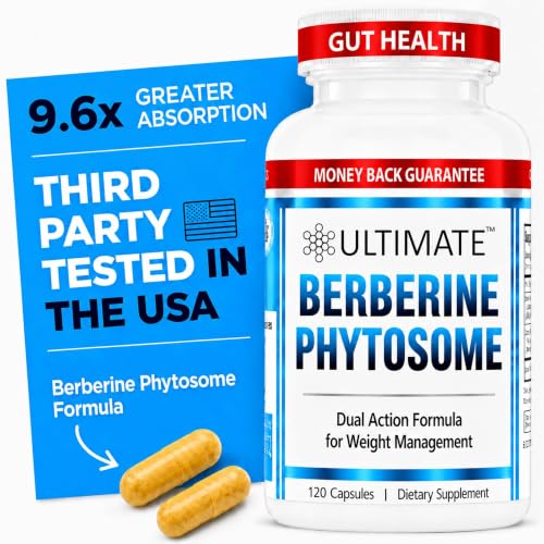 Ultimate Berberine Phytosome for Optimal Metabolic Health After 40, 9.6X Absorption Dual Action Formula for Appetite & Gut Health, Immunity & Cholesterol Support, Clinical Dose & Third Party Tested