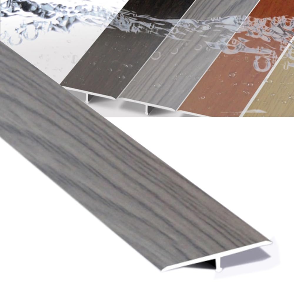 Bande de transition de plancher en aluminium de 35,4 pouces, bande de transition de tapis/stratifié/vinyle de seuil en forme de T, bandes de connexion d'espacement de sol(Dark Grey,W25mm/0.9in)
