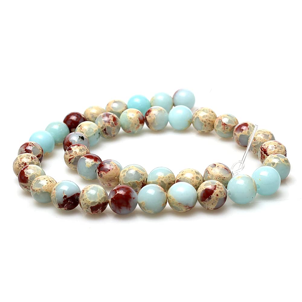 JarTc Perles Rondes En Jaspe Impérial En Pierre Naturelle - 6 Couleurs - Pour La Fabrication De Bijoux (6 Mm, Bleu Clair
