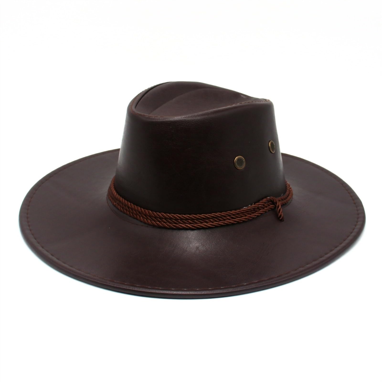 Cappello da Cowboy Cappello da Cowgirl in Pelle Solida Cappello da Country Classico Jazz da Donna Cappelli in Feltro Cappelli da Cavaliere retrò for Uomo(Coffee)
