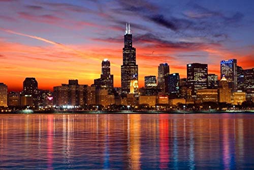 Recopilación de Impresiones sobre lienzo - 5 favoritos. 43 HERW Cuadro sobre Lienzo Skyline of Chicago Impresiones Artísticas En Lienzo con Vista Nocturna, Carteles E Impresiones De La Ciudad, Pintura En Lienzo para Decoración De...