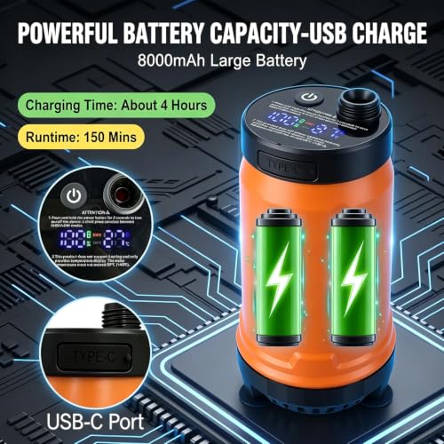 Portable Camping Shower Pump, 8000mAh, pantalla LED miniatura 3