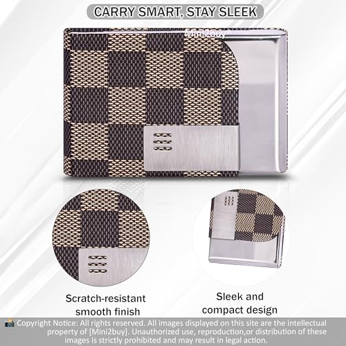 Image of Luxurious Unisex Pocket Card Holder Design 15-20 Business Card and 5-8 Card Debit Credit Ultrathin Stainless Steel 9.5 X 6.5 x 1.2 cm Size RFID Blocking Corporate Gift for Employee (Multi-Brown)