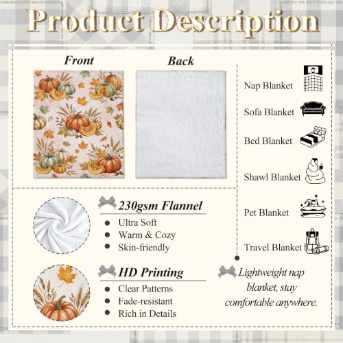 Couverture pelucheuse citrouilles cadeau déco automne idéal - 8