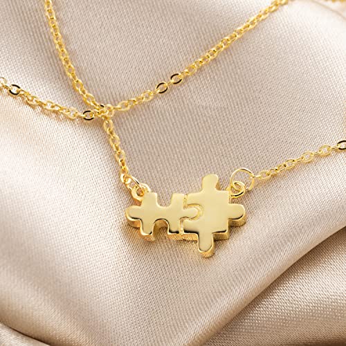 Aloha Jewelry Company 18K Gold Plated 925 Sterling Silver Perfect Pair Puzzle Piece Pendant with 18" -16" Adjustable Link Chain, Hypoallergenic Nickle Free For Sensitive Skin, Gift Box Included2