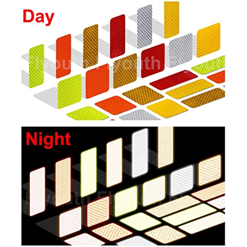 100 stcs 5x5cm reflecterende waarschuwingsstrook tape auto bumper reflecterende strips veilig reflectorstickers stickers stickers auto styling (Color : 5x5cm Green 100pcs) - Afbeelding 4