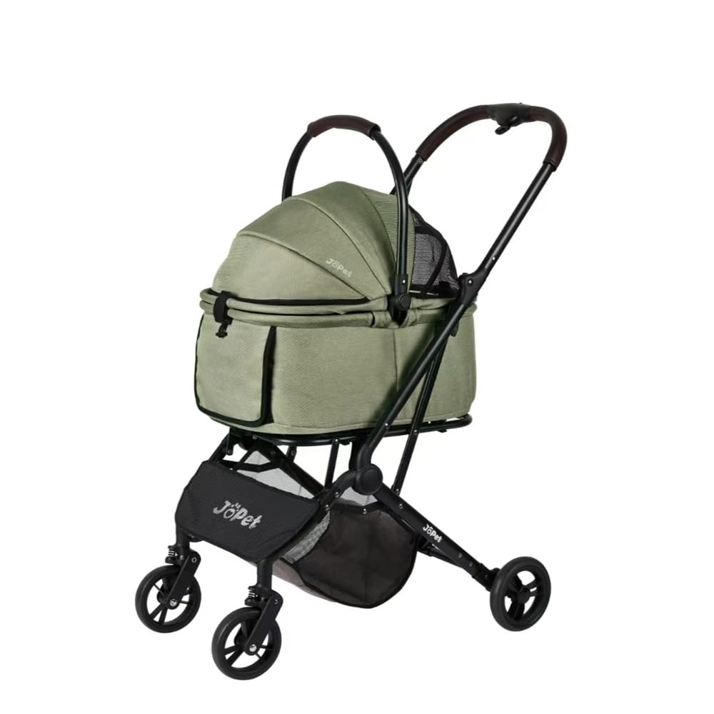 JoPet Pet Stroller for Small and medlium Dogs, Dog Stroller, Cat Stroller, Foldable carts, Carrier, One-Hand Automatic Folding, Puppy Stroller, Detachble Carrier (Misty Green)