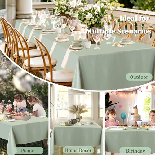 Alsoo Square Table Cloth, 60X60 Inch Linen Textured Tablecloth Spring Waterproof Spill-Proof TableCloths Wrinkle Fabric Farmhouse Table Cover for Dining Parties Buffets Holidays,Sage Green by Alsoo - Image 6